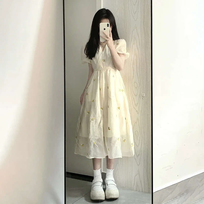 C783法式初恋气质碎花连衣裙子女夏季2024新款小个子收腰显瘦长裙