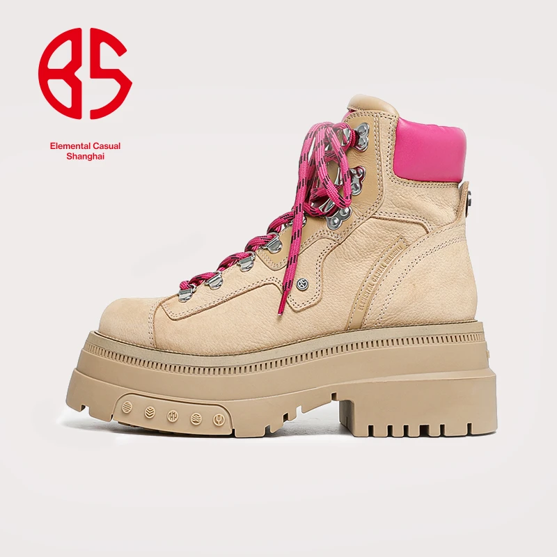 BLOCCO5欧美潮流户外街拍时尚百搭增高显瘦厚底登山靴高帮