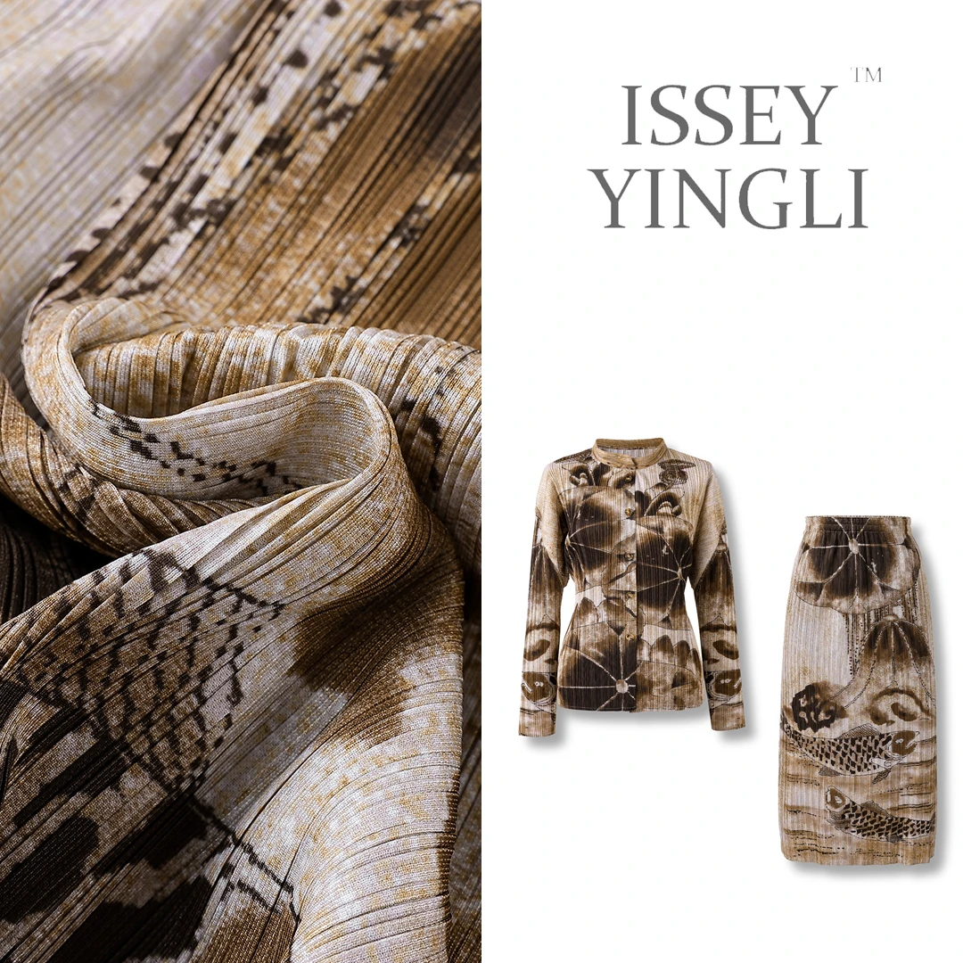 中古褶皱套装裙长袖女士荷花复古连衣裙a字摆半身裙时尚上衣1090