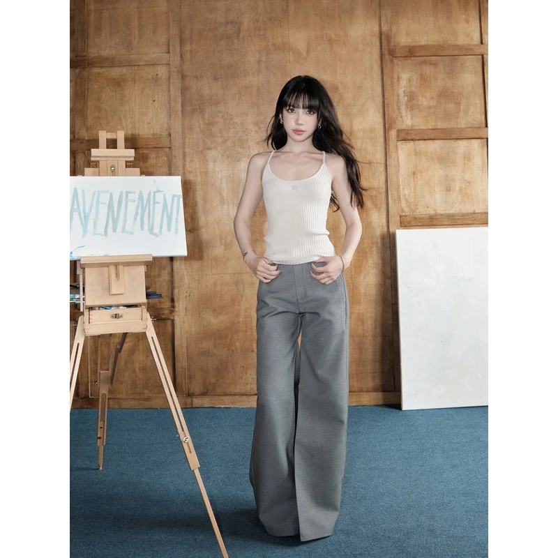 avenement/时装周立裁西裤/气质阔腿裤女宽松显瘦拖地休闲长裤
