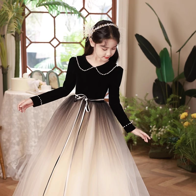 女童礼服公主裙轻奢小众高端绝美生日儿童钢琴演奏主持人长袖春秋