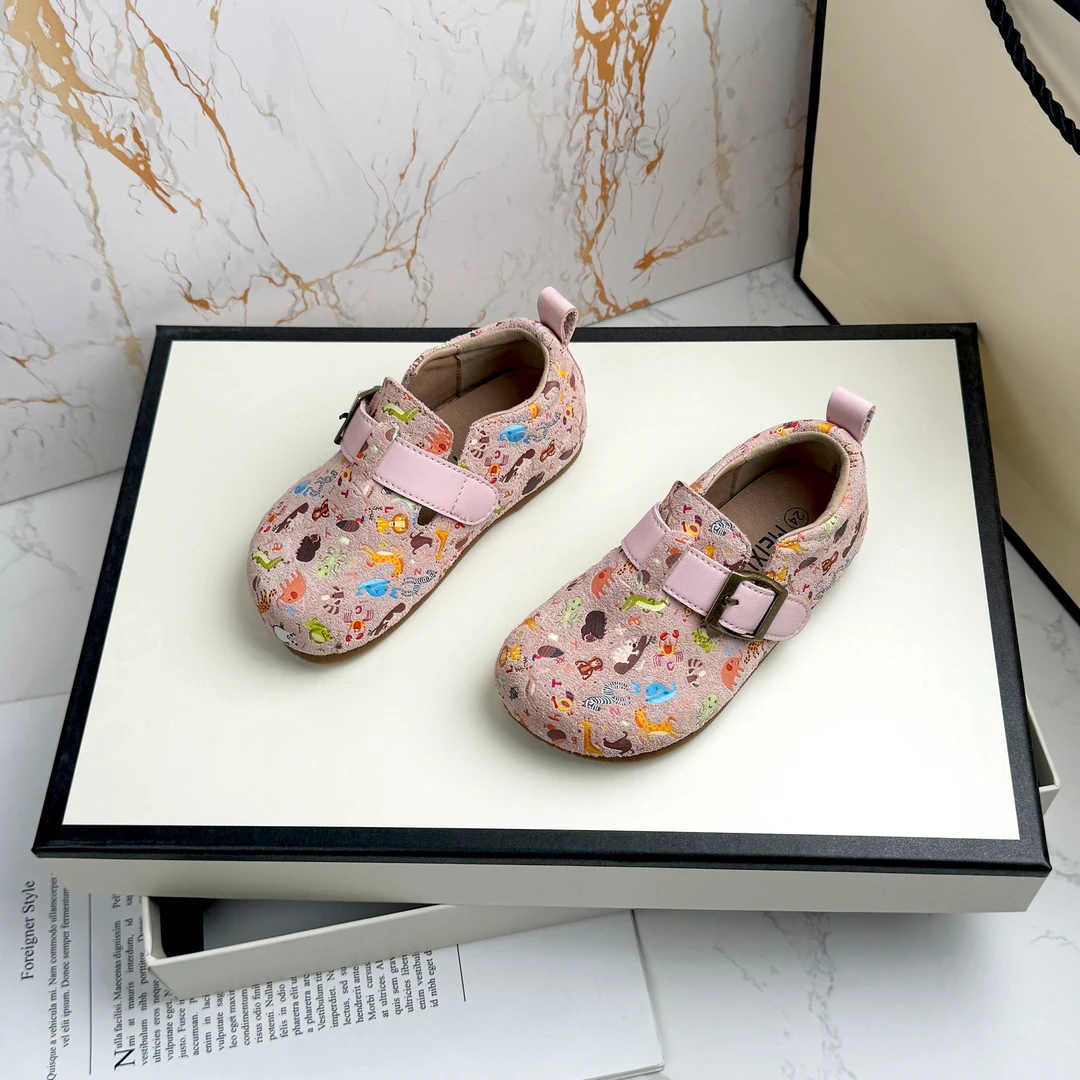 儿童博肯鞋2025春秋新款卡通动物涂鸦网红爆款男女童鞋子时尚软底