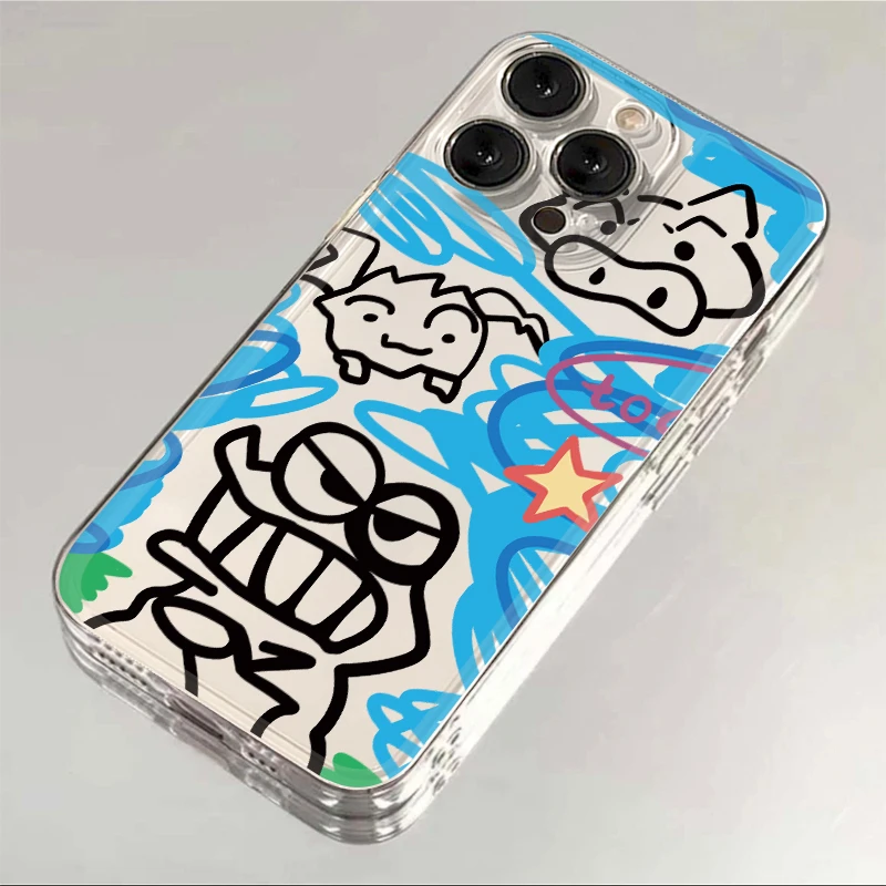 涂鸦鳄鱼适用iPhone17透明保护壳16苹果13手机小米15vivo华为oppo