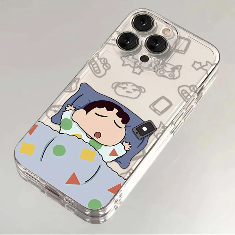 蜡笔小新iphone15苹果13华为vivo小米14OPPO全包卡通透明手机壳