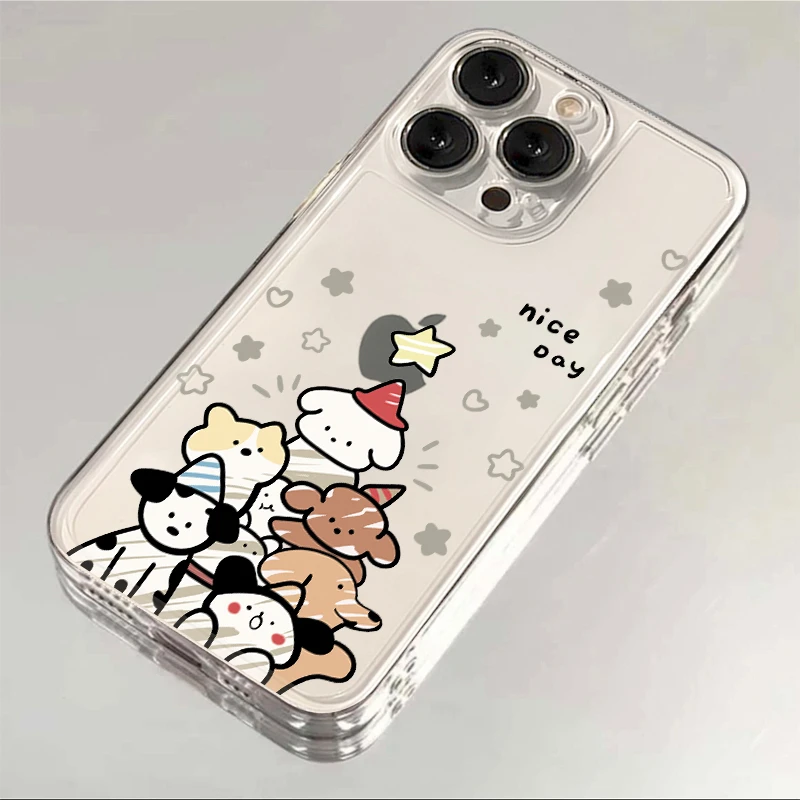圣诞小狗iphone15苹果13华为vivo小米OPPO可爱少女全包透明手机壳