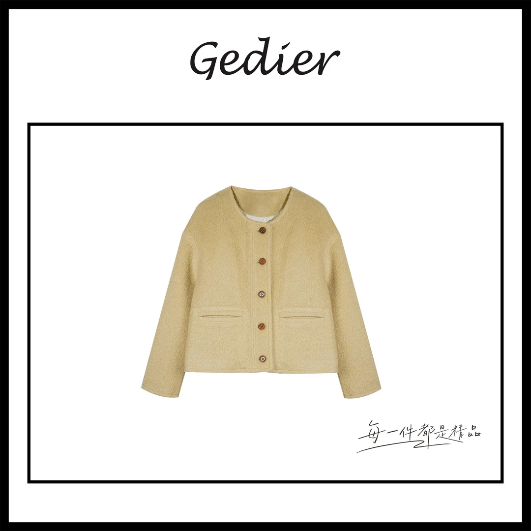 【艺菲专属】时尚百搭皮毛一体外套女装新款单排扣保暖上衣YM2001