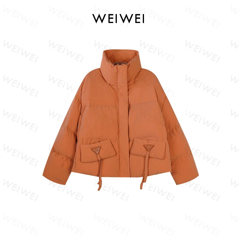 “小奶包”短款白鸭绒外套8823橘色