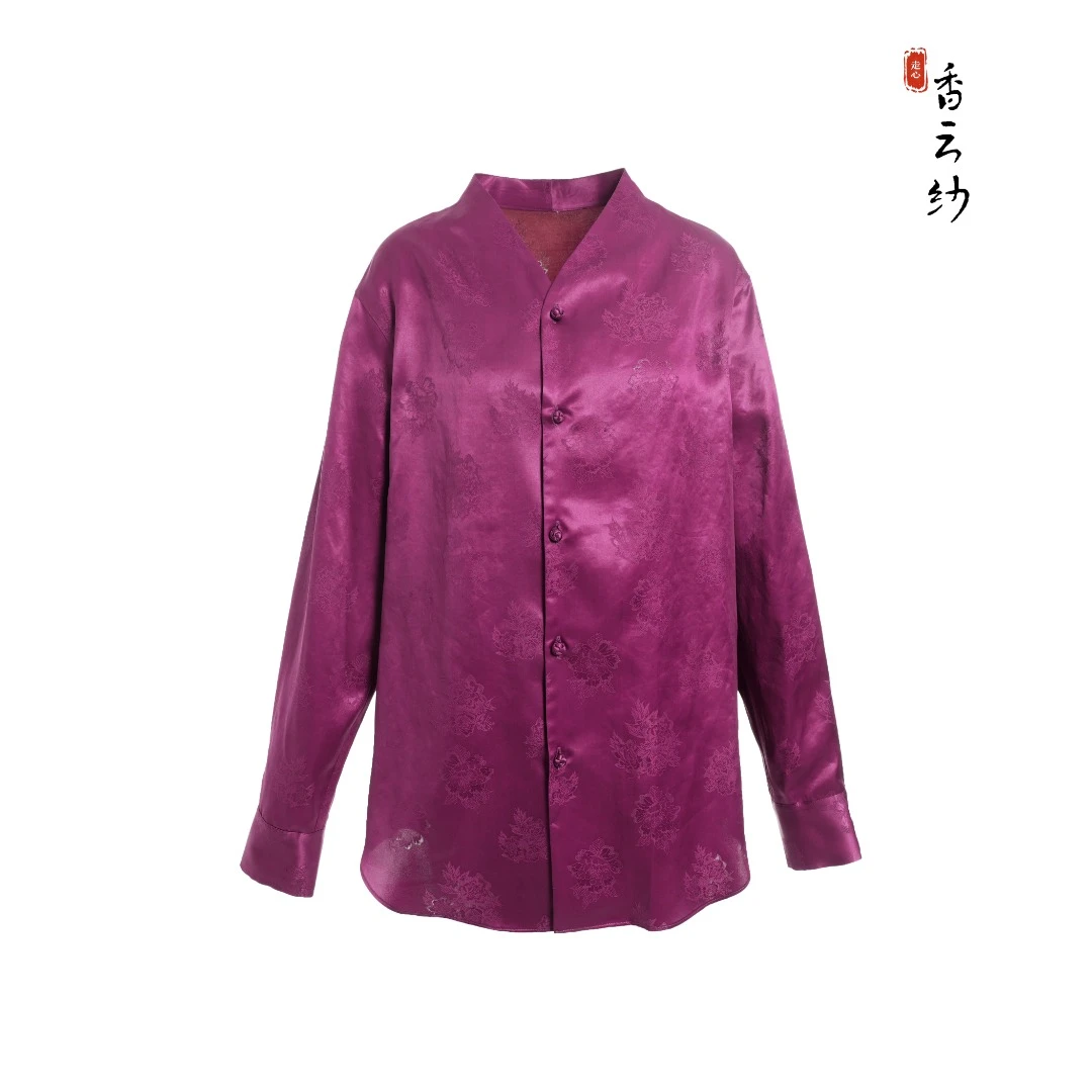 【香云走心】非遗4ZCS3733时尚新中式重磅提花桑蚕丝高档气质春夏