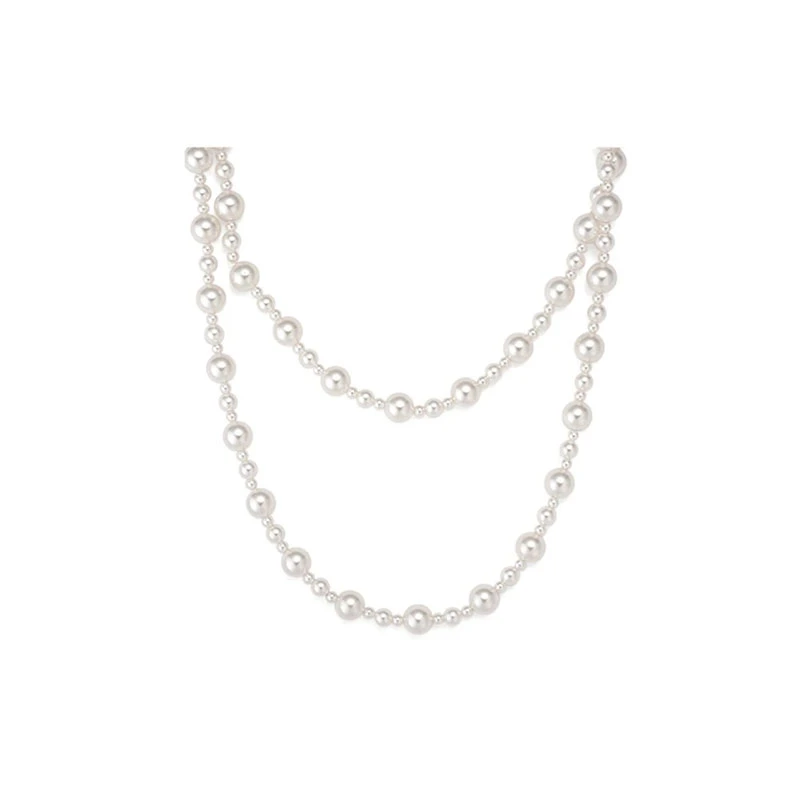 【戴安娜公主链】时尚百搭毛衣链叠戴挂脖长款白色项链贝珠