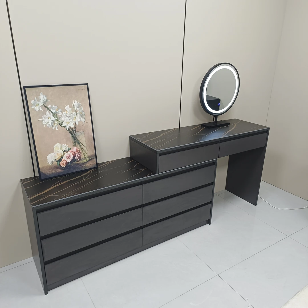 梳妆台转角化妆台多功能斗柜化妆桌书桌一体北欧组合简约现代卧室