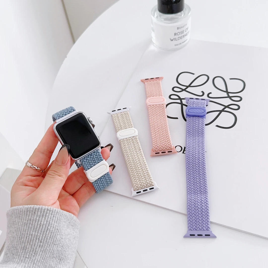适用于苹果9表带iwatch5678编织回环表带apple watch按扣表带ins