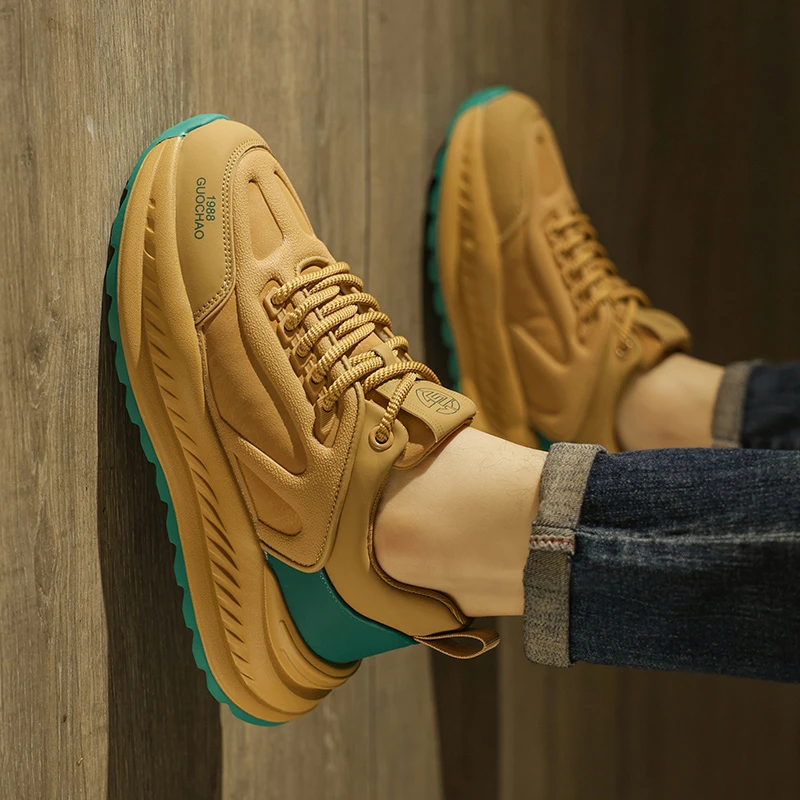 欧洲站男鞋春夏厚底高级感阿甘板鞋防滑时尚运动休闲百搭老爹潮鞋