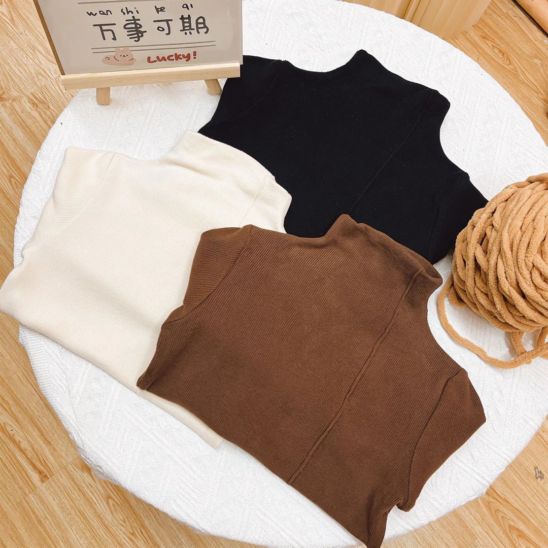 打底衫洋气儿童秋冬季新款打底衫女童纯色套头修身小高领宝宝长袖