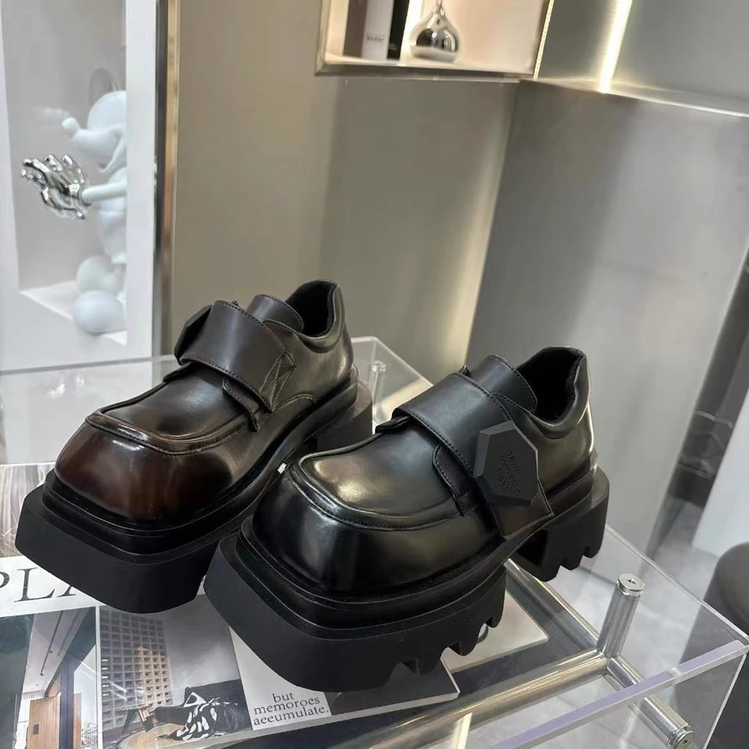 唐小肉潮搭乐福鞋黑色异形底浅口经典单鞋春高颜值厚底鞋912-73