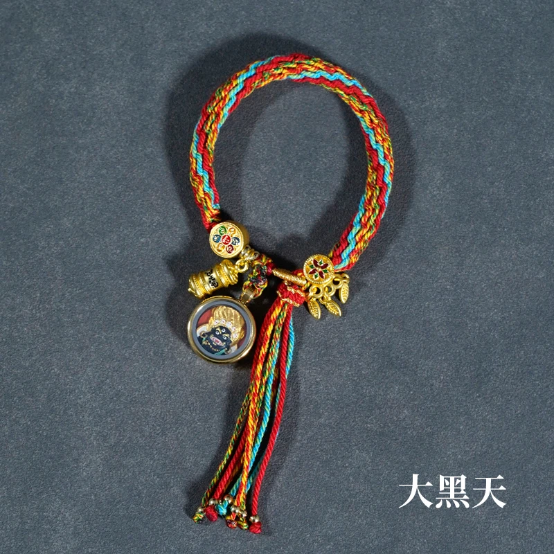 木雕彩绘吊坠藏式手工编绳