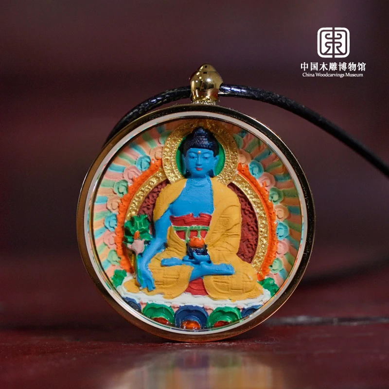 药师佛木雕彩绘唐卡【中国木雕博物馆】