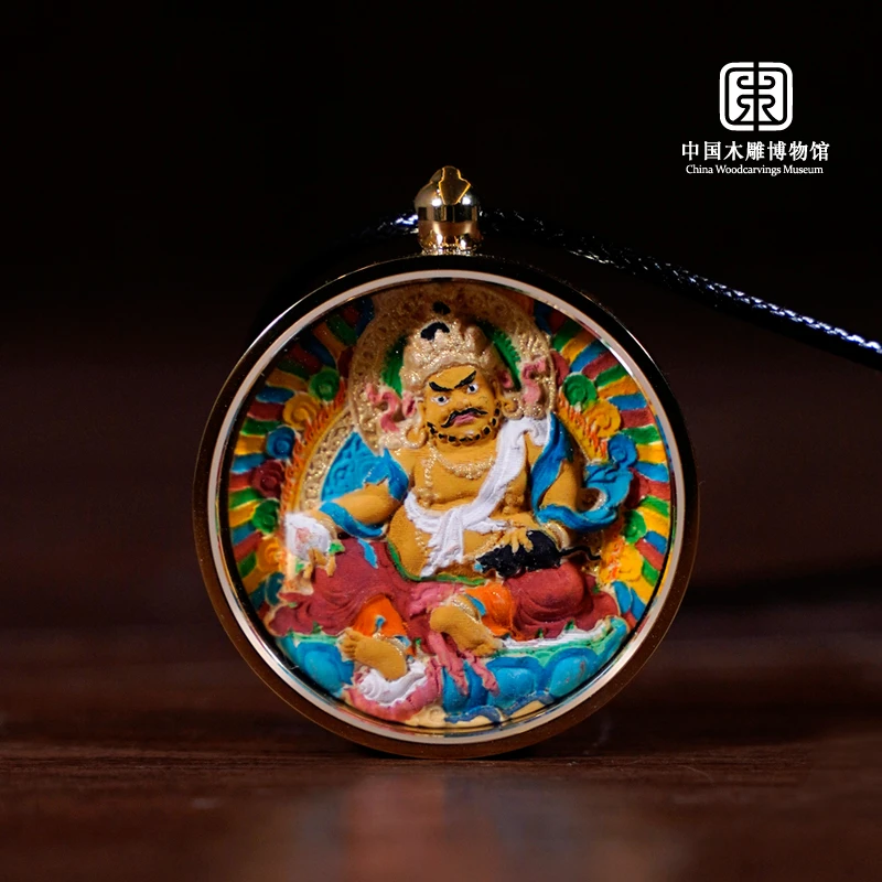 黄财神手工彩绘精品木雕唐卡非遗工艺精美雕刻