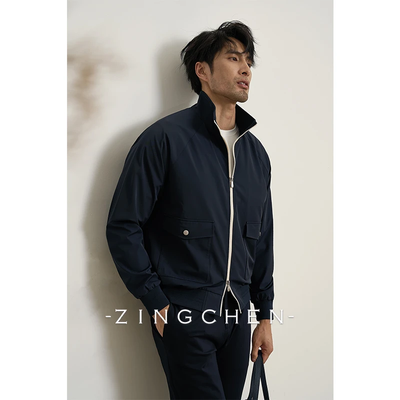 ZINGCHEN春秋撞色拉链立领夹克男 防风拒水通勤短款户外休闲外套