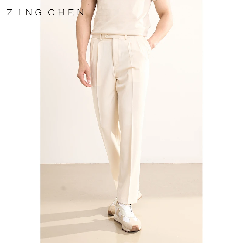 【抗皱可机洗面料】ZINGCHEN休闲西裤男装 意式双褶商务休闲裤长裤