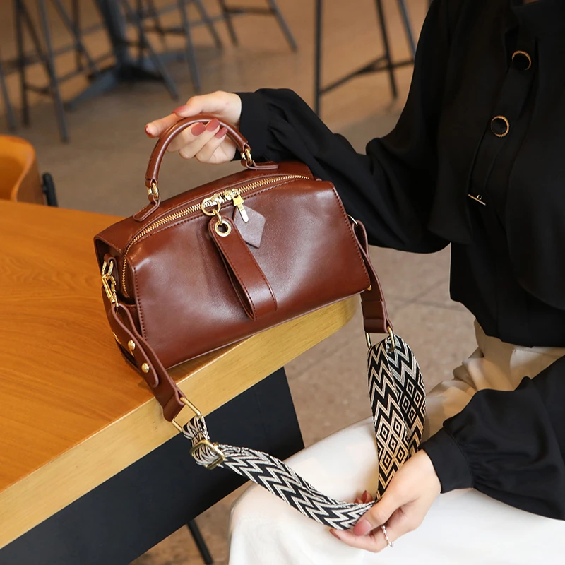 【真皮牛皮】2025新款时尚潮流手提女包休闲百搭复古单肩斜挎女士包