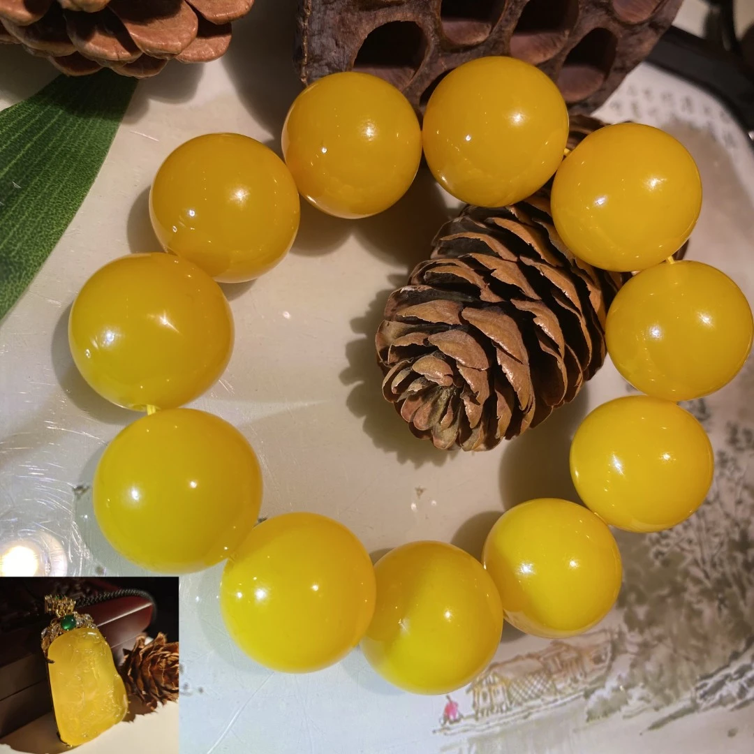 多财多福 满蜜满色满肉 玄黄帝珠 2.0M数 鸡油黄手串(套装) HZ