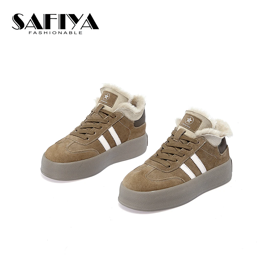 索菲娅Safiya冬季新款毛毛鞋2023时尚百搭小白鞋棉鞋SF34118B86