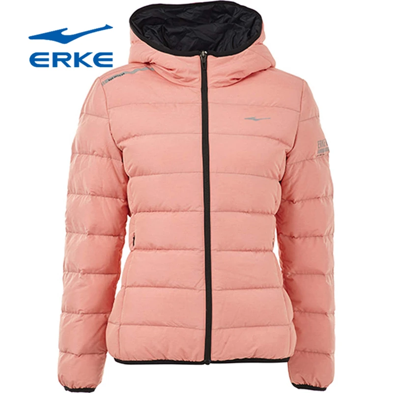 ERKE/鸿星尔克女款羽绒服时尚休闲连帽防风立领冬季保暖轻薄运动