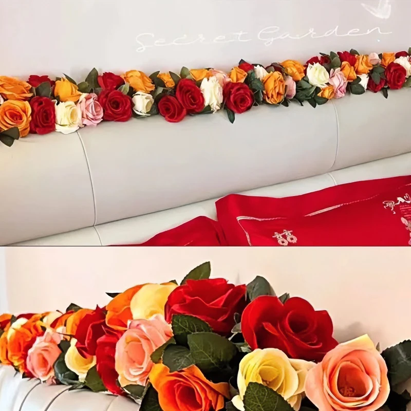 床头仿真花新款高级浪漫订婚结婚装饰花卧室床头柜假花干花套装