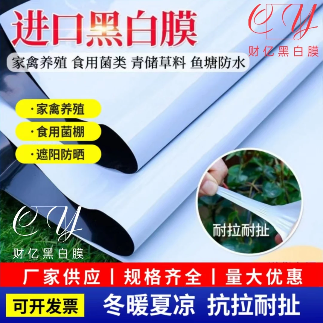 进口黑白膜加厚养殖大棚黑白反光隔热膜防晒塑料布食用菌绿白膜