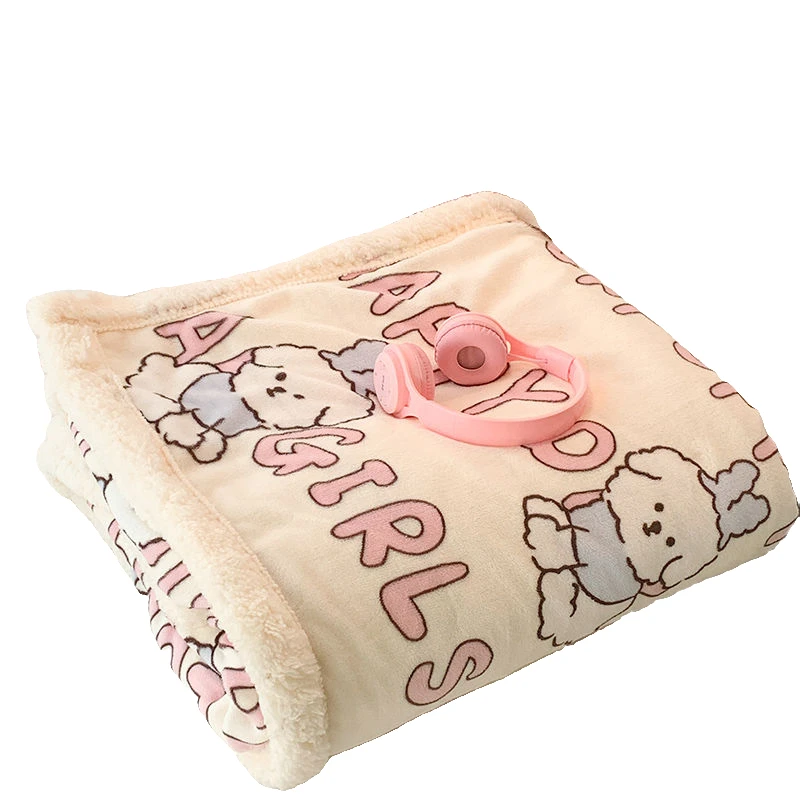 新款印花四件套夏凉被冰丝凉席绒毛毯双面绒双面绒双层单人宿舍