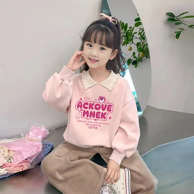 粉色女童韩版POLO衫秋冬装新款洋气儿童上衣卫衣女孩秋冬加绒上衣