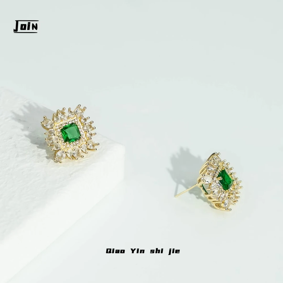 铜合金耳饰 TB0857【珠光宝气】轻奢镶嵌时尚耳钉