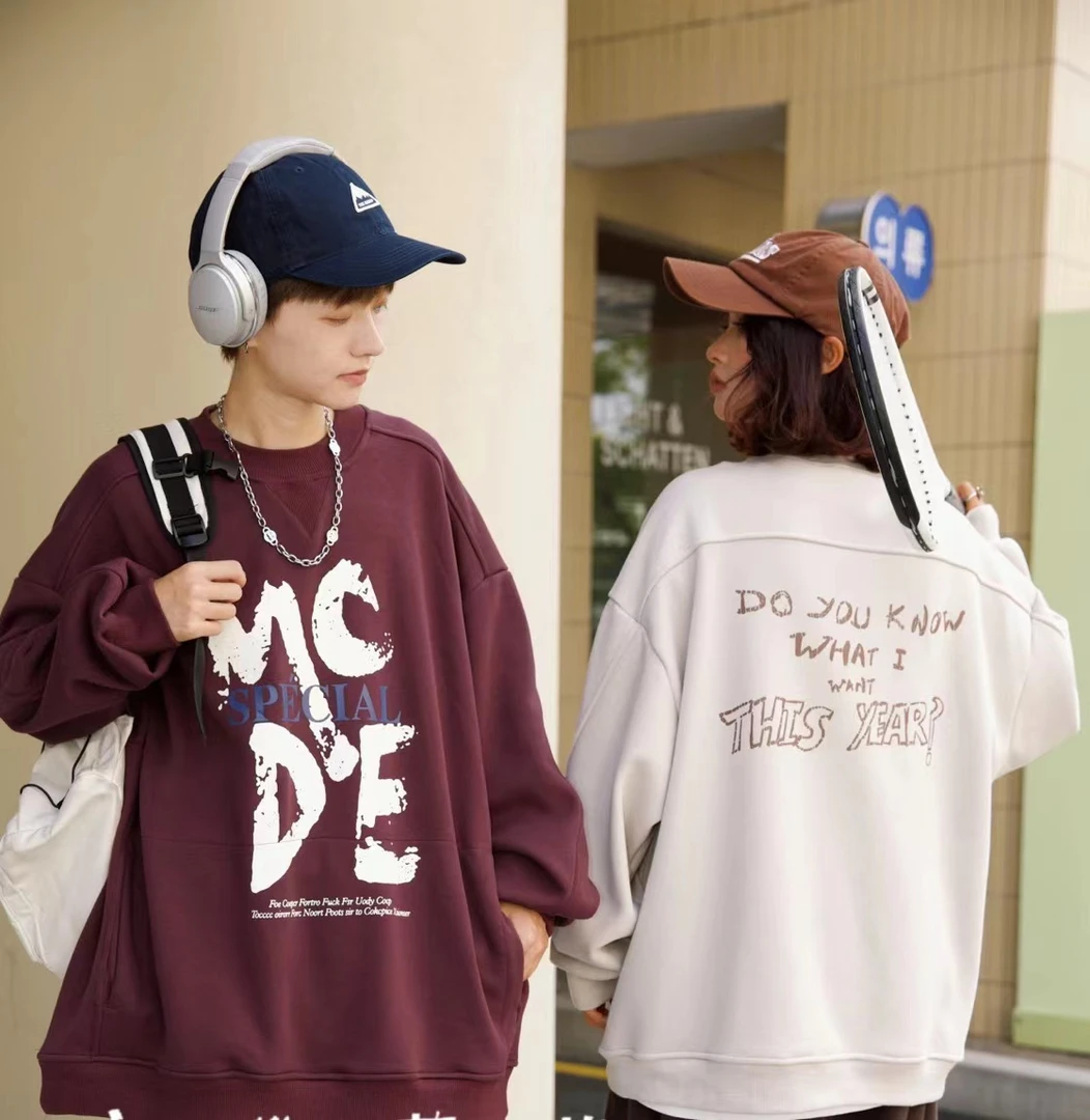 摩2024【X】1月9日 男童女童潮酷米色字母加绒卫衣3711-