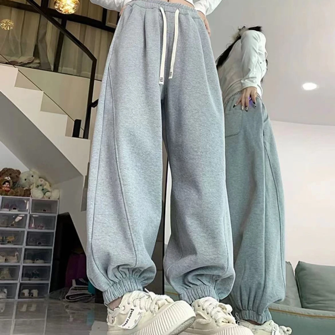 2023冬【Y】1月12日  儿童男童女童灰色百搭潮酷老爹加绒卫裤1001-