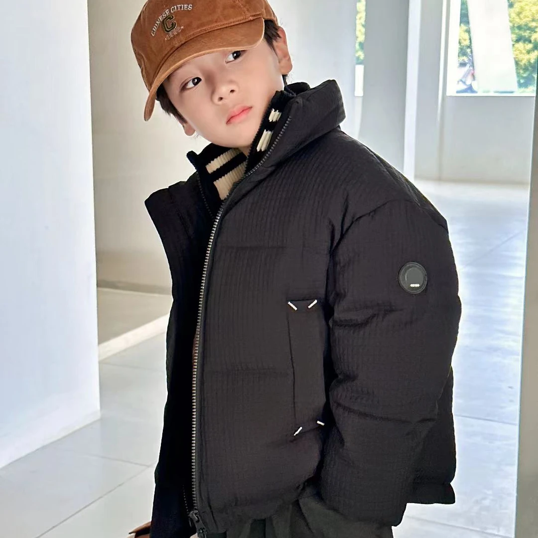 2024冬【X】9月27日  儿童时尚潮酷黑色立领羽绒服9303-