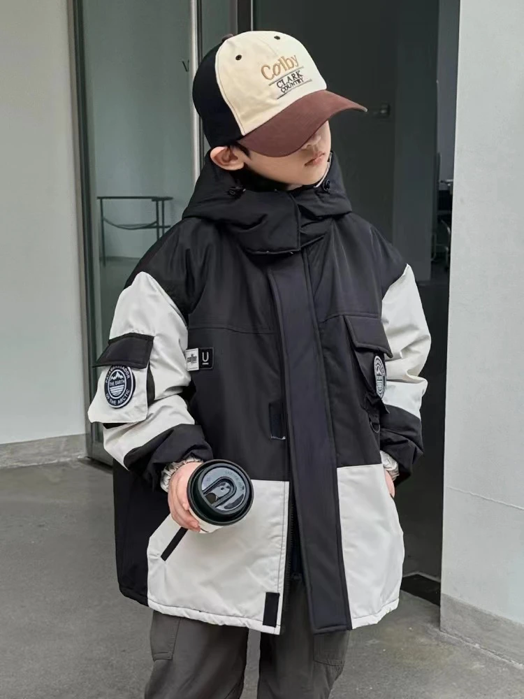 上2023【X】12月5日男童女童冬季潮酷时尚黑色羽绒服3308-
