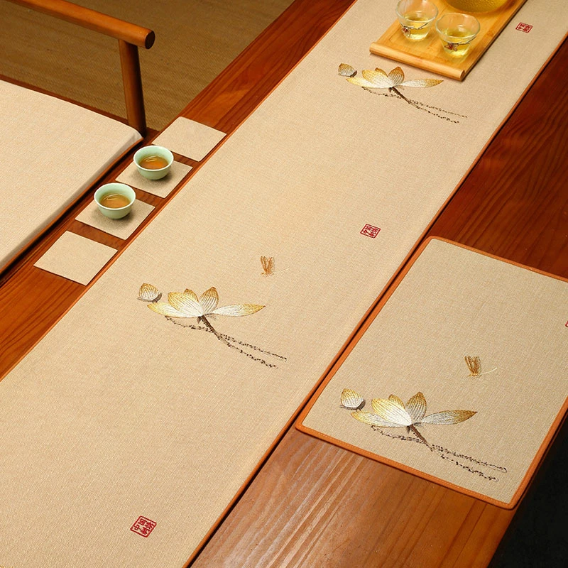 桌旗中式新中式茶席禅意茶桌布防水茶台布艺长条茶旗定制茶几垫布