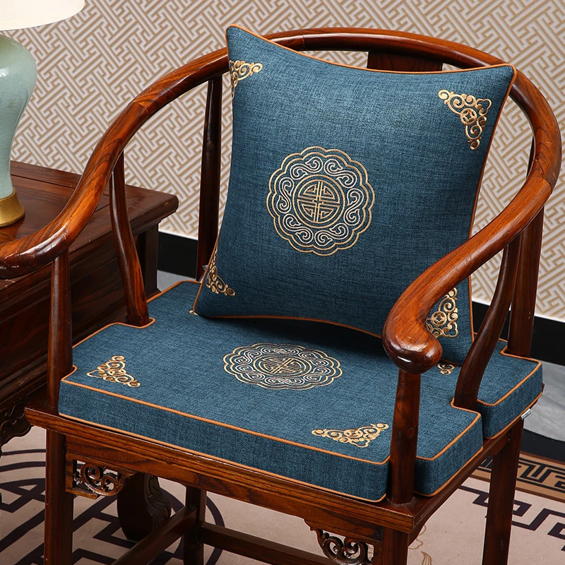 中式红木圈椅坐垫高档防滑挖角卡口餐椅座垫定制实木沙发垫茶椅垫