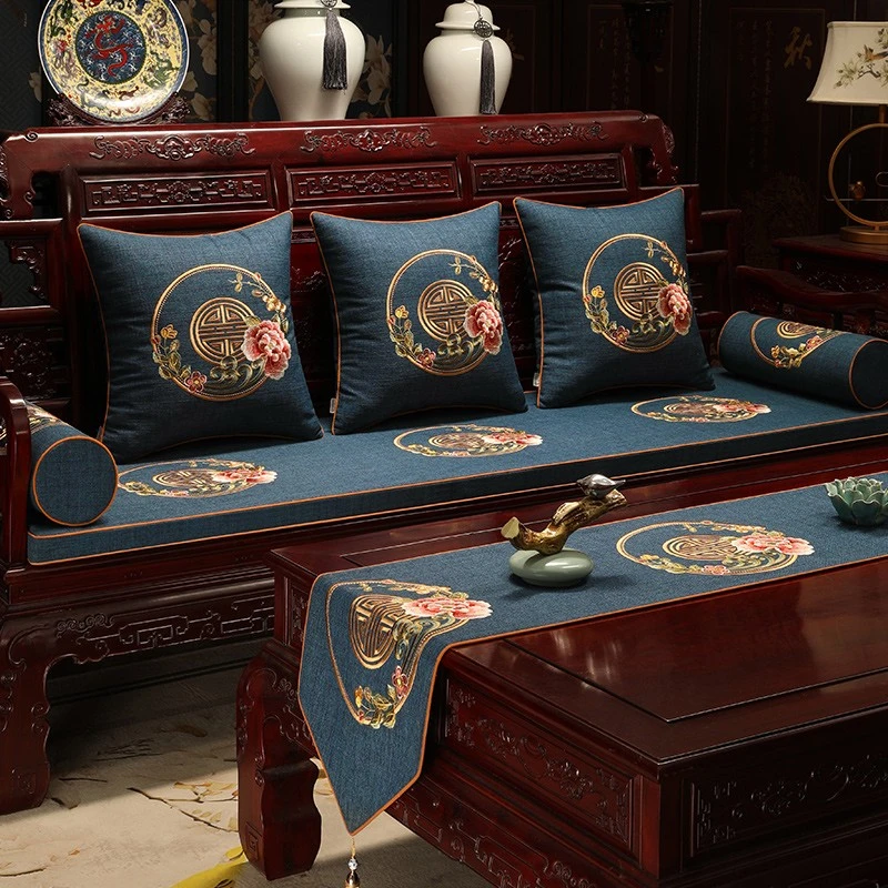 【定制专拍】新中式罗汉床五件套垫沙发垫四季通用实木家具