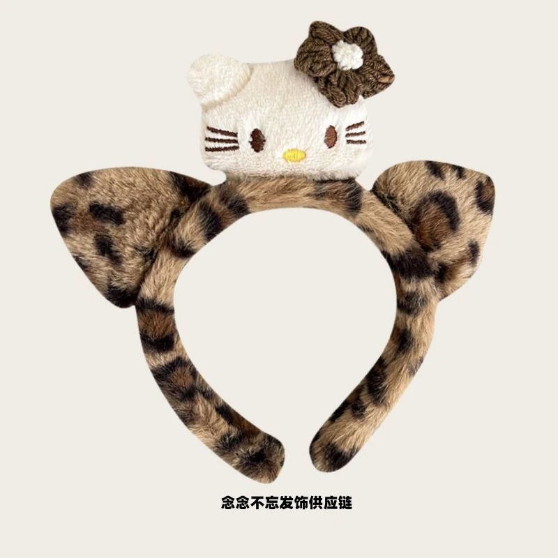 可爱猫咪女防滑Kitty猫耳朵豹纹毛绒发箍女洗脸化妆头箍卡通头饰