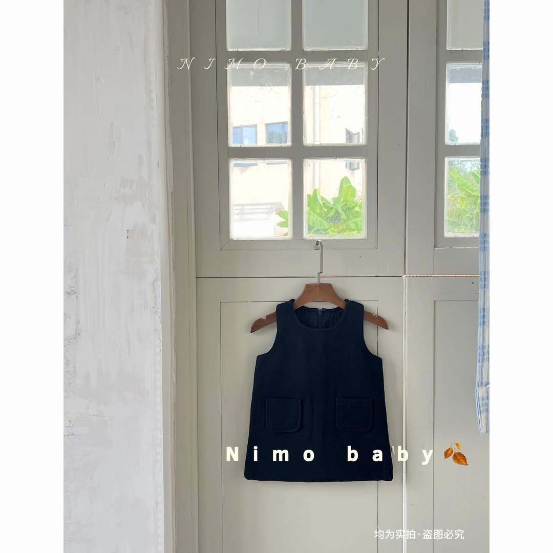 NIMO【宝拉-背心裙】韩版秋款女宝宝洋气经典款百搭呢子背心裙