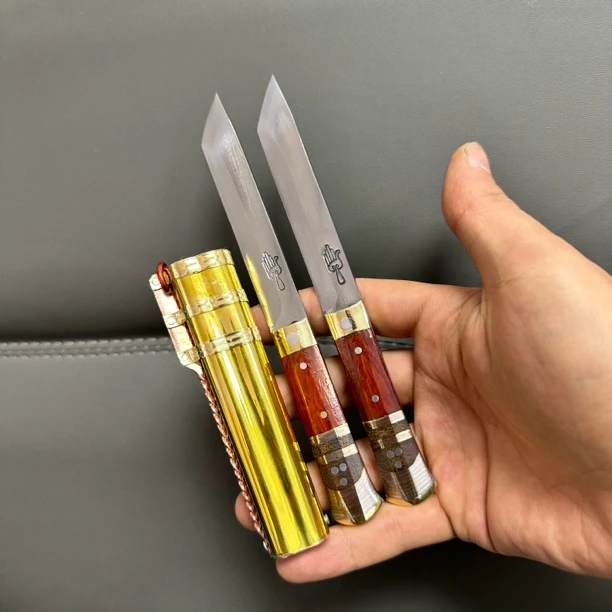 红木5寸双刀黄铜鞘削皮刀厨具水果小刀手工