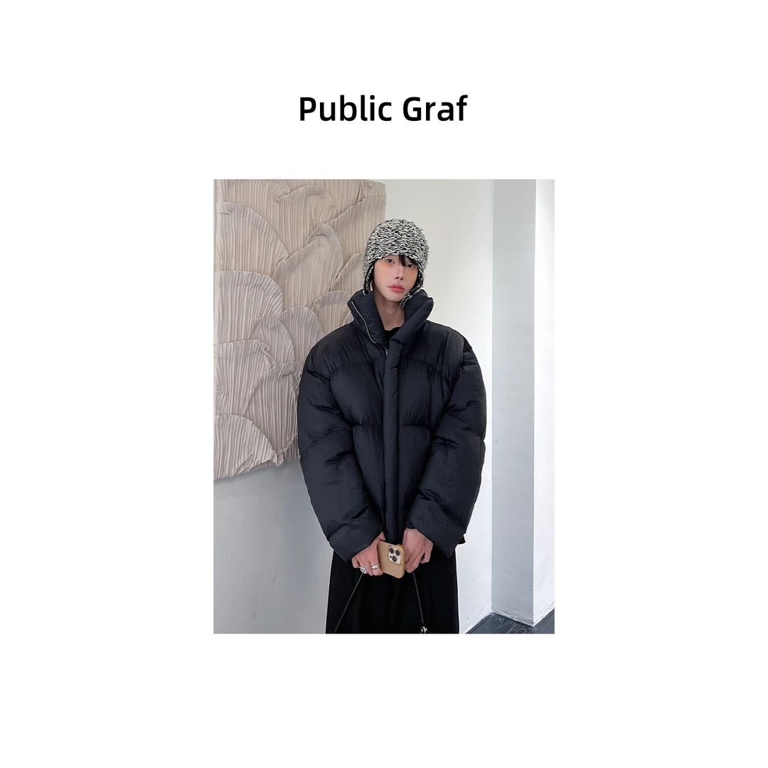 高林凡 冬季立领简约纯色高领百搭设计感韩风高级感立领棉服外套