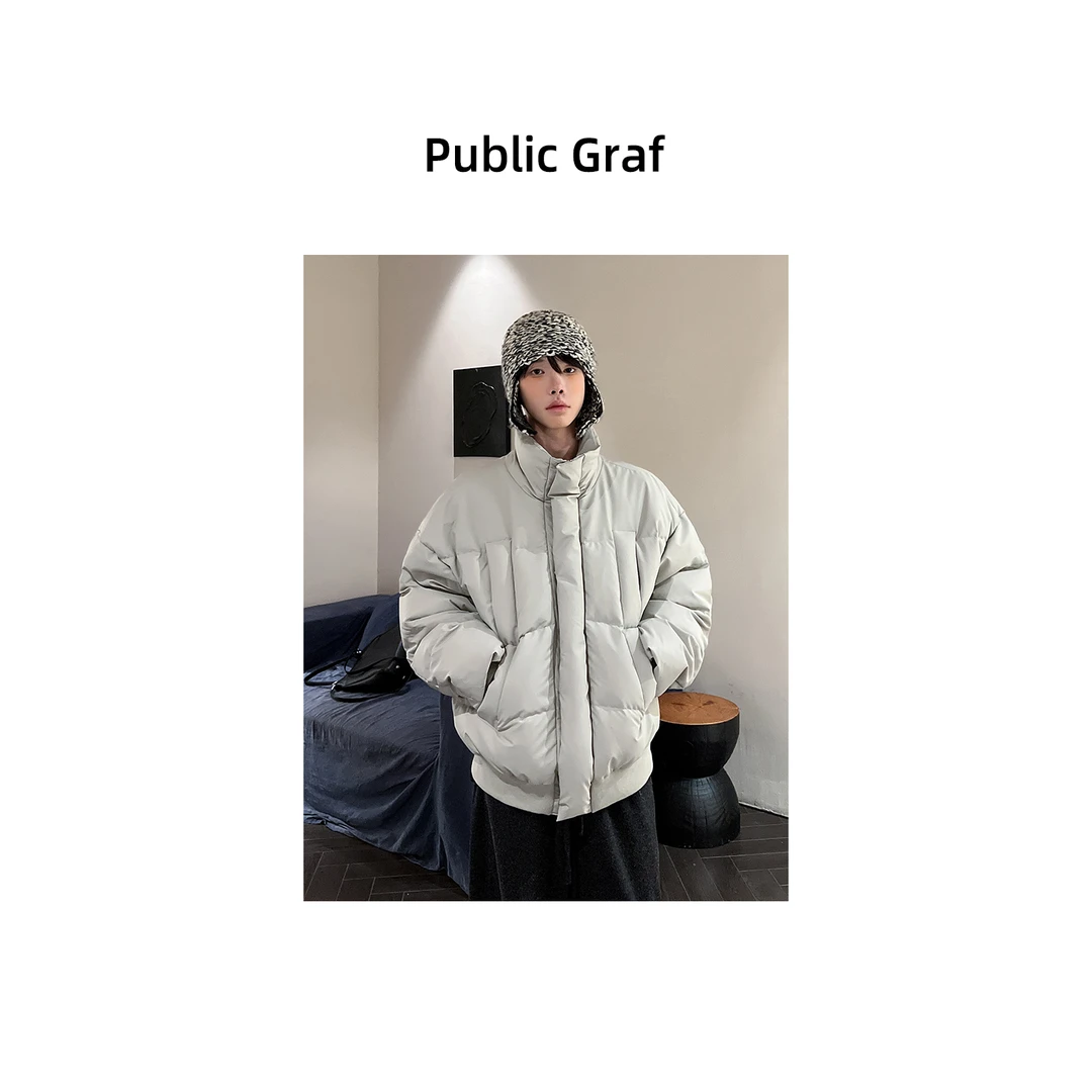 高林凡 短款棉服男款冬季新款加厚立领防风防寒纯色保暖外套男