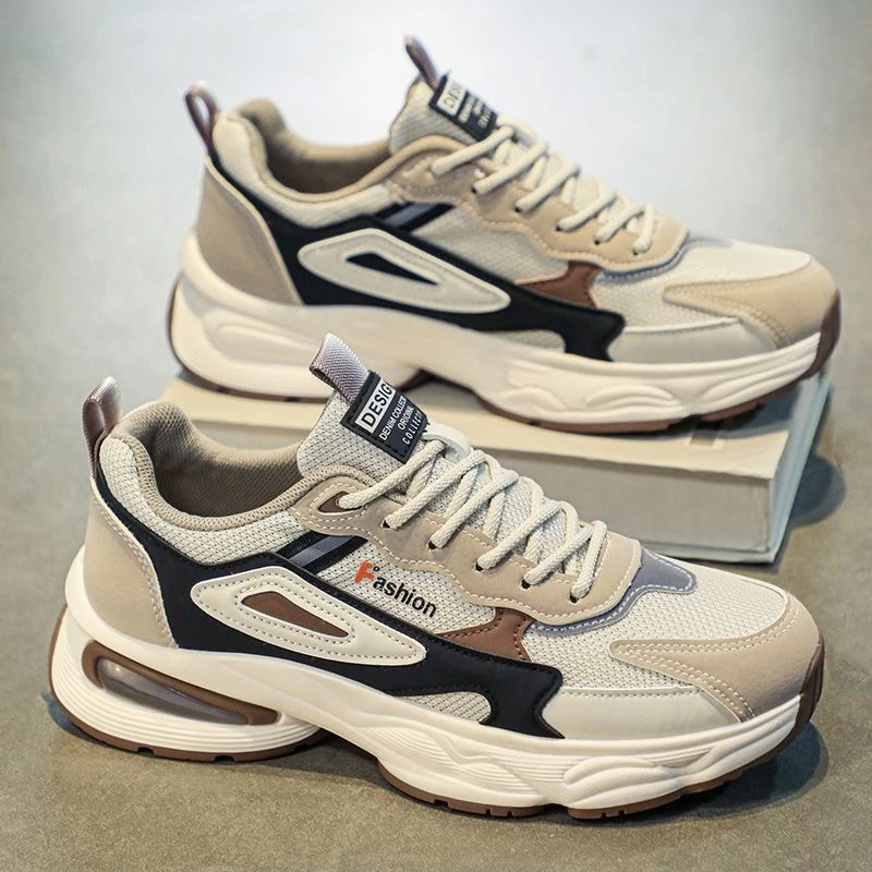 秋季男鞋新款透气网面青少年运动鞋韩版潮流百搭厚底休闲老爹潮鞋