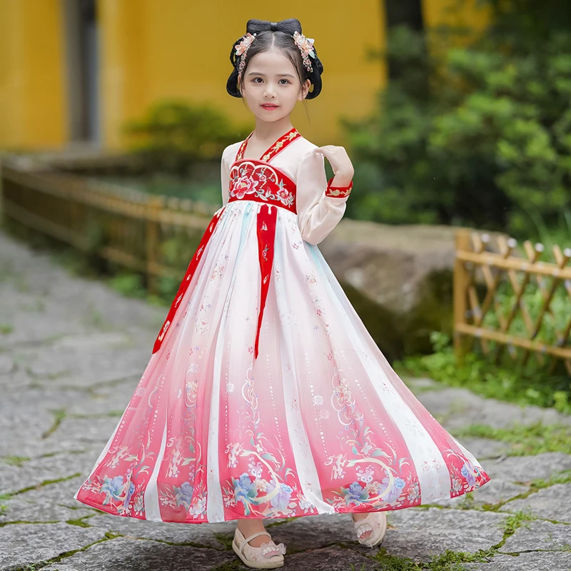 女童汉服春秋装新款中国风襦裙小女孩仙气唐装古风飘逸儿童连衣裙