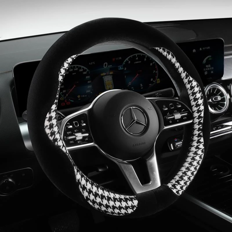 新款大众迈腾宝来途观L朗逸帕萨特方向盘套冬季短毛绒汽车把套女