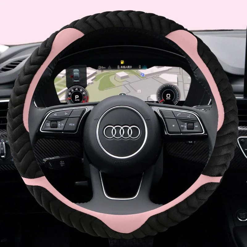 奥迪A3 A4L A6L Q3 Q5L A4方向盘套冬季短毛绒汽车把套防滑吸汗女