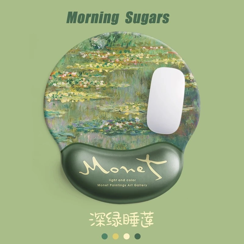 莫奈油画睡莲鼠标手腕垫防滑办公桌面创意卡通键盘托可爱鼠标垫子