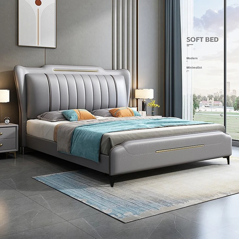 轻奢新款意式现代简约主卧室双人高端大气婚床家用大床新中式免洗